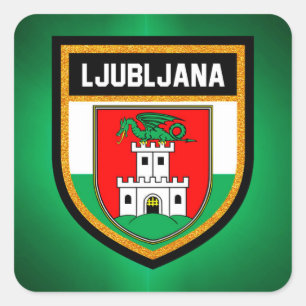 Pegatina Cuadrada Bandera de Ljubljana