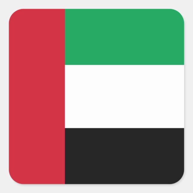 Pegatina Cuadrada Bandera de los Emiratos Árabes Unidos (Anverso)