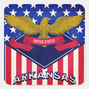 Pegatina Cuadrada Bandera de los Estados Unidos de Arkansas