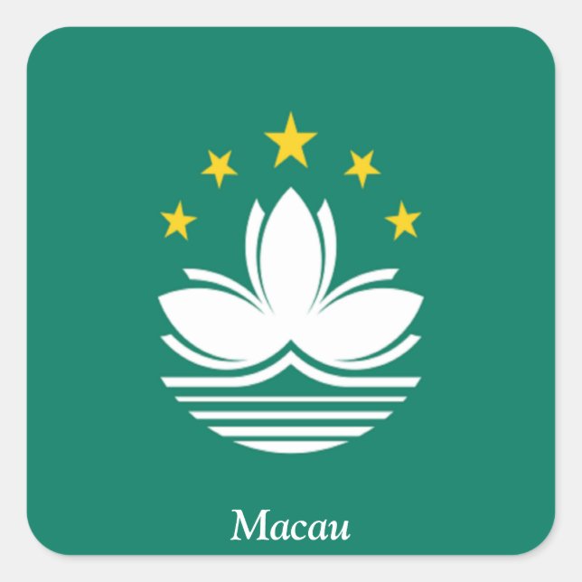 Pegatina Cuadrada Bandera de Macao (Anverso)