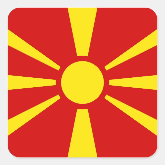 Pegatina Cuadrada Bandera de Macedonia (Anverso)