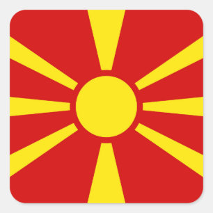 Pegatina Cuadrada Bandera de Macedonia del Norte
