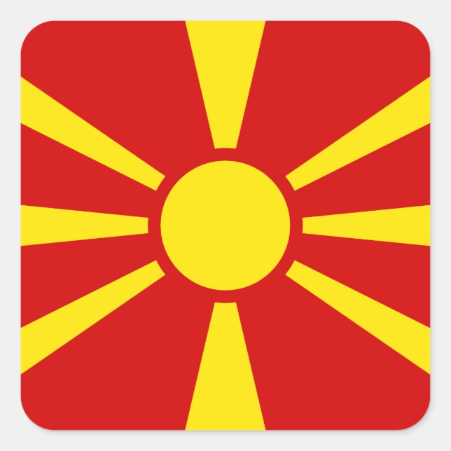 Pegatina Cuadrada Bandera de Macedonia (macedonia) (Anverso)