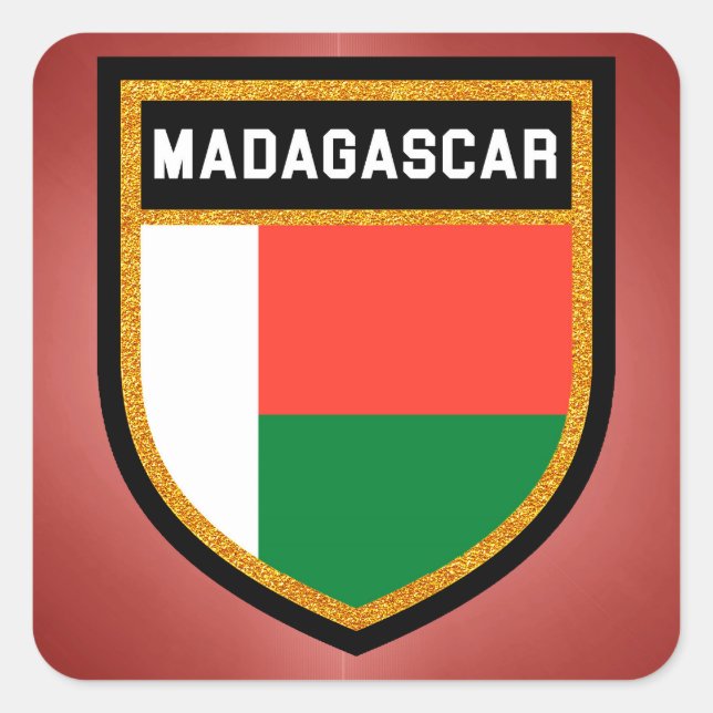 Pegatina Cuadrada Bandera de Madagascar (Anverso)