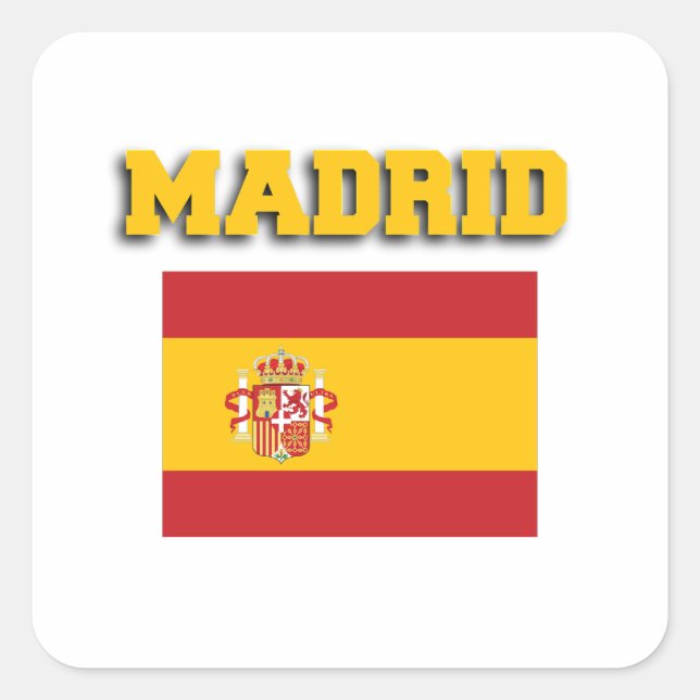 Pegatina Cuadrada Bandera de Madrid España (Anverso)