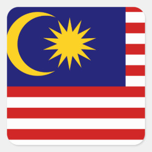 Pegatina Cuadrada Bandera de Malasia