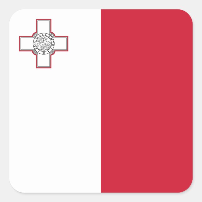 Pegatina Cuadrada Bandera de Malta (Anverso)