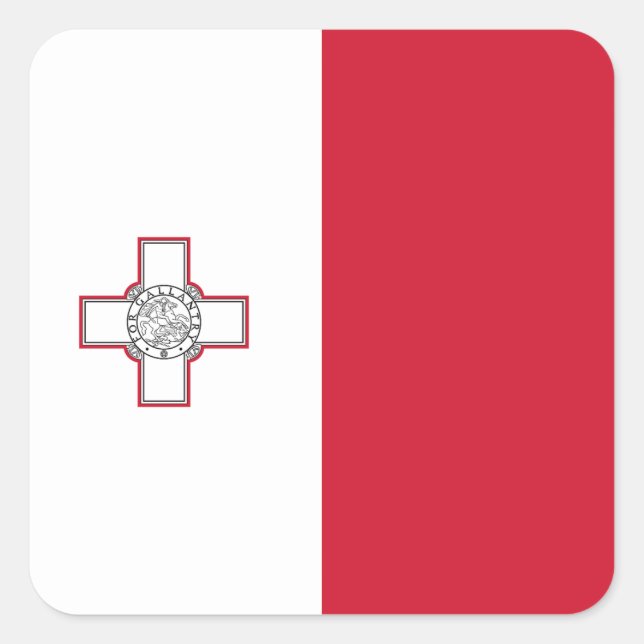 Pegatina Cuadrada Bandera de Malta (Anverso)