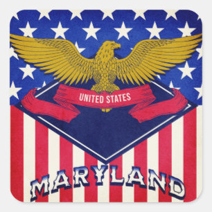 Pegatina Cuadrada Bandera de Maryland USA