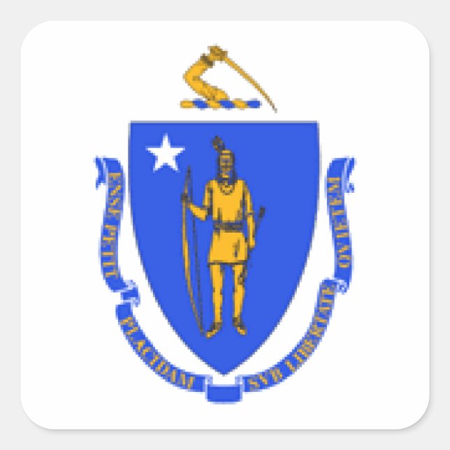 Pegatina Cuadrada Bandera de Massachusetts (Anverso)