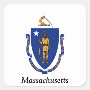 Pegatina Cuadrada Bandera de Massachusetts