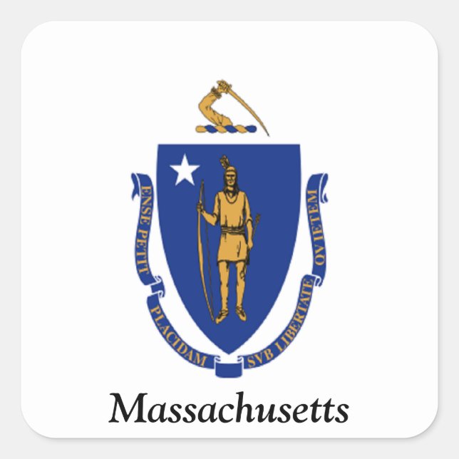 Pegatina Cuadrada Bandera de Massachusetts (Anverso)