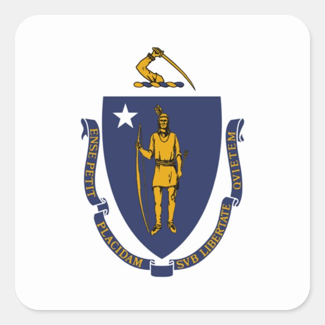 Pegatina Cuadrada Bandera de Massachusetts (Anverso)