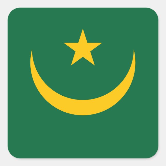 Pegatina Cuadrada Bandera de Mauritania (Anverso)