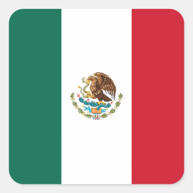 Pegatina Cuadrada Bandera de México (Anverso)