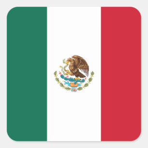 Pegatina Cuadrada Bandera de México