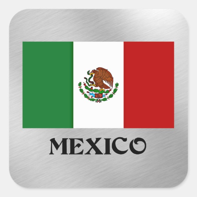 Pegatina Cuadrada Bandera de México (Anverso)