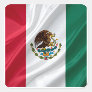 Pegatina Cuadrada Bandera de México
