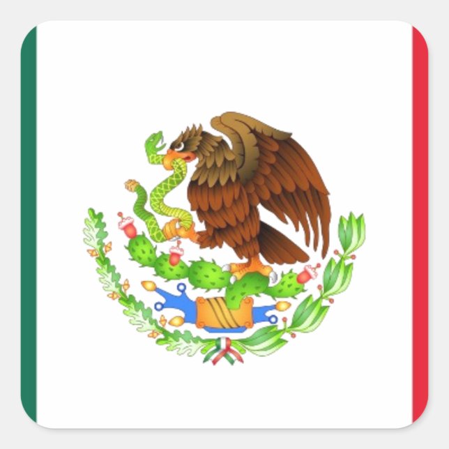 Pegatina Cuadrada Bandera de México (Anverso)