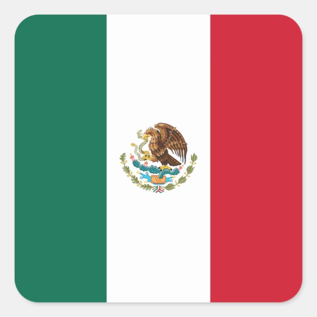 Pegatina Cuadrada Bandera de México (México) (Anverso)