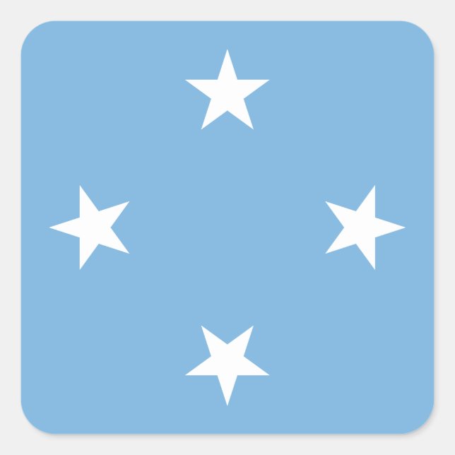 Pegatina Cuadrada Bandera de Micronesia (Anverso)