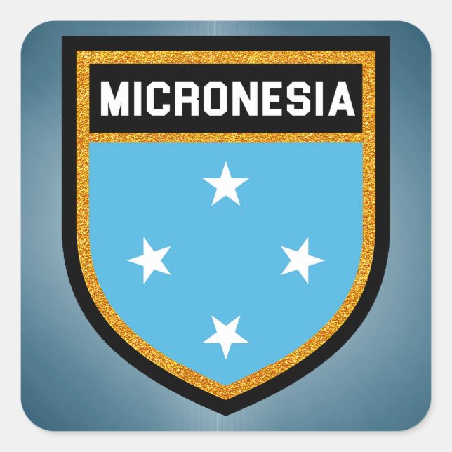 Pegatina Cuadrada Bandera de Micronesia (Anverso)