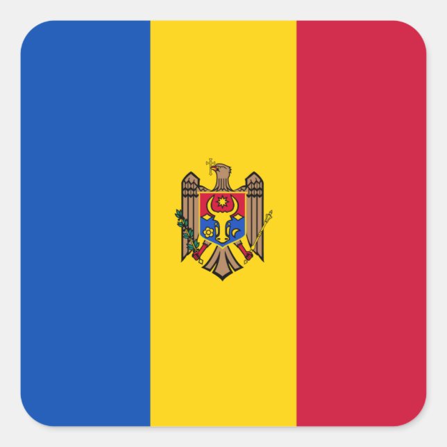Pegatina Cuadrada Bandera de Moldavia (Anverso)