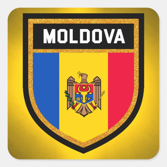Pegatina Cuadrada Bandera de Moldavia (Anverso)