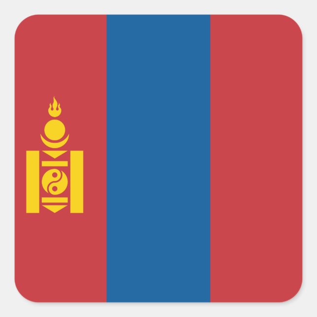 Pegatina Cuadrada Bandera de Mongolia (mongola) (Anverso)