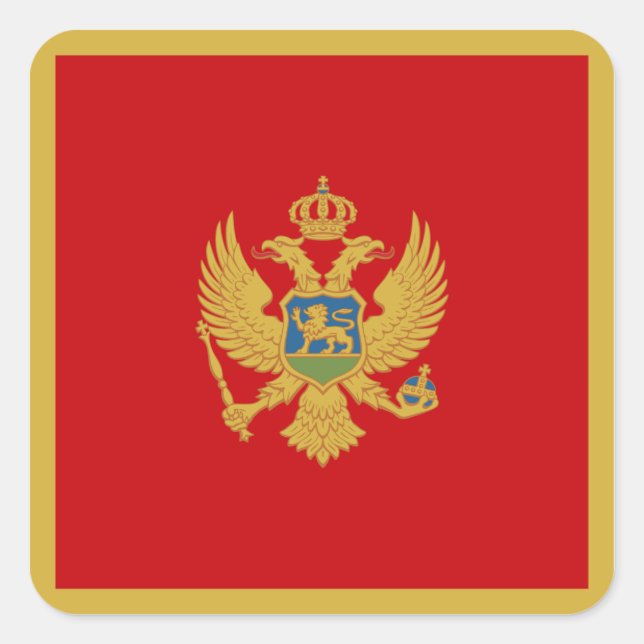 Pegatina Cuadrada Bandera de Montenegro (Anverso)