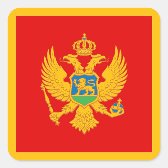 Pegatina Cuadrada Bandera de Montenegro (Anverso)
