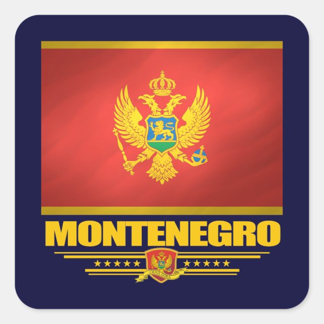 Pegatina Cuadrada Bandera de Montenegro (Anverso)
