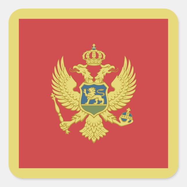 Pegatina Cuadrada Bandera de Montenegro (Anverso)