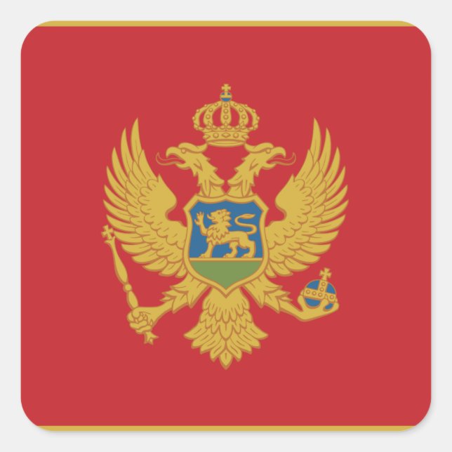 Pegatina Cuadrada Bandera de Montenegro (Anverso)