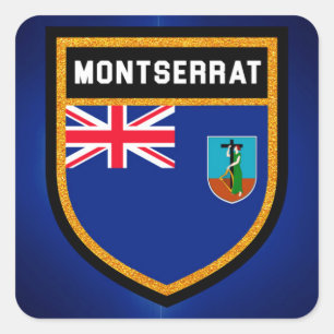 Pegatina Cuadrada Bandera de Montserrat
