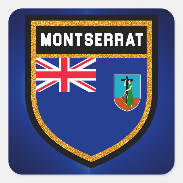 Pegatina Cuadrada Bandera de Montserrat (Anverso)