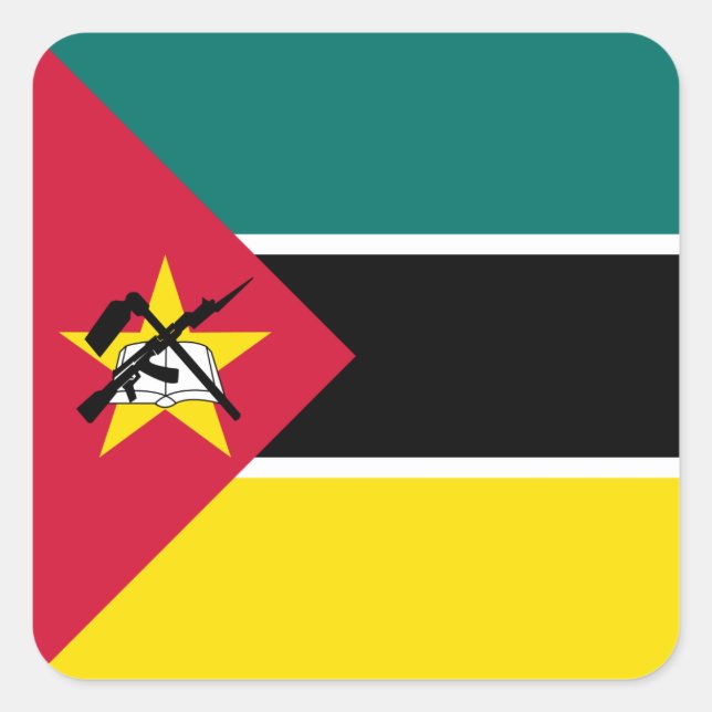 Pegatina Cuadrada Bandera de Mozambique (Anverso)