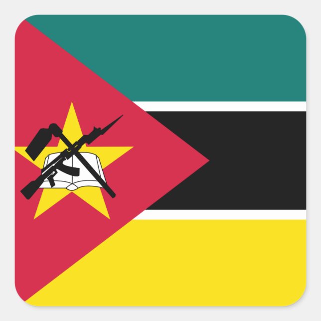 Pegatina Cuadrada Bandera de Mozambique (Anverso)