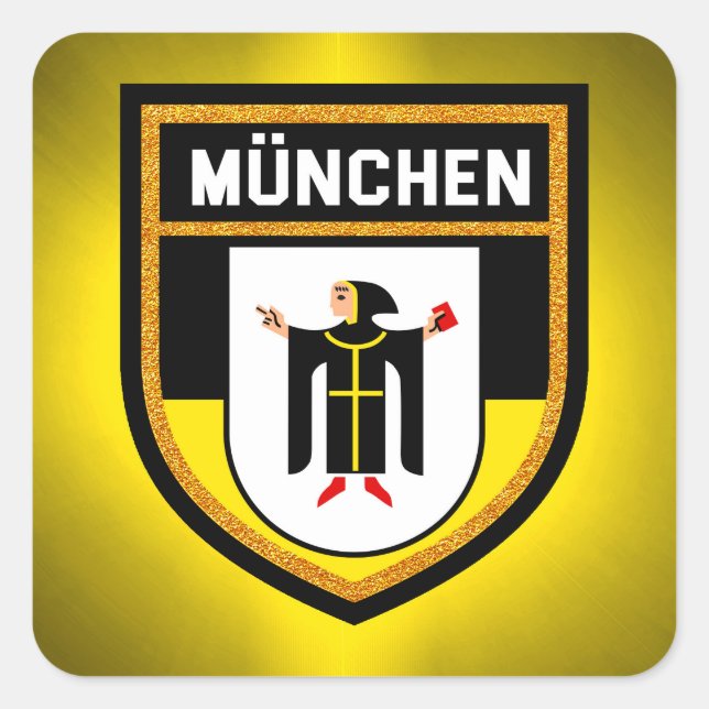 Pegatina Cuadrada Bandera de München (Anverso)