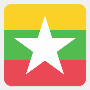 Pegatina Cuadrada Bandera de Myanmar
