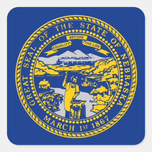 Pegatina Cuadrada Bandera de Nebraska (Anverso)