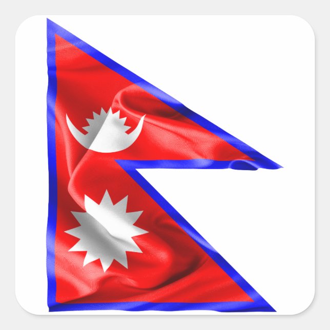 Pegatina Cuadrada Bandera de Nepal (Anverso)