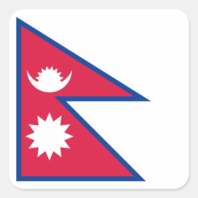 Pegatina Cuadrada Bandera de Nepal (Anverso)