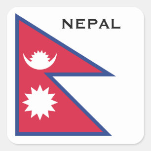 Pegatina Cuadrada Bandera de Nepal del texto del personalizado