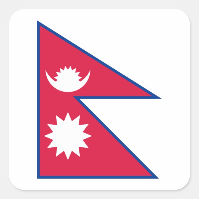 Pegatina Cuadrada Bandera de Nepal (nepalés) (Anverso)