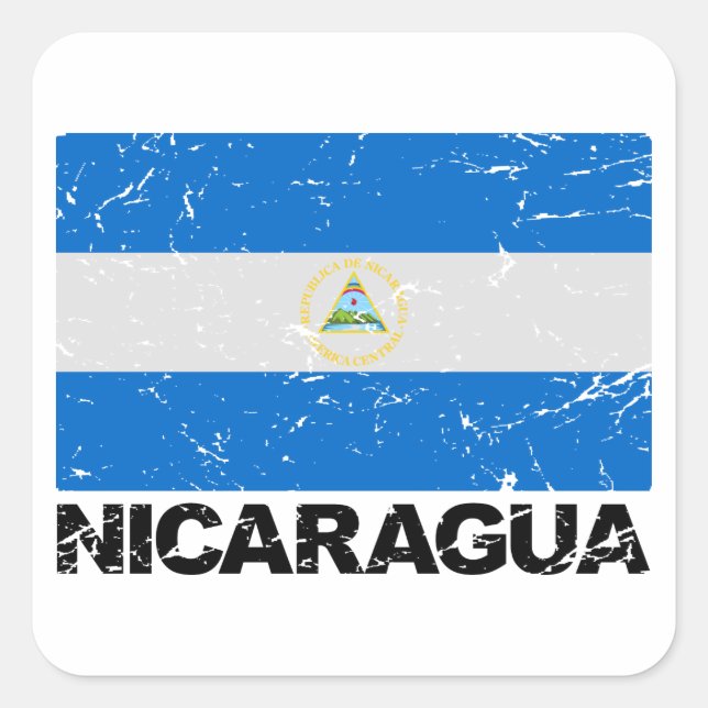 Pegatina Cuadrada Bandera de Nicaragua (Anverso)