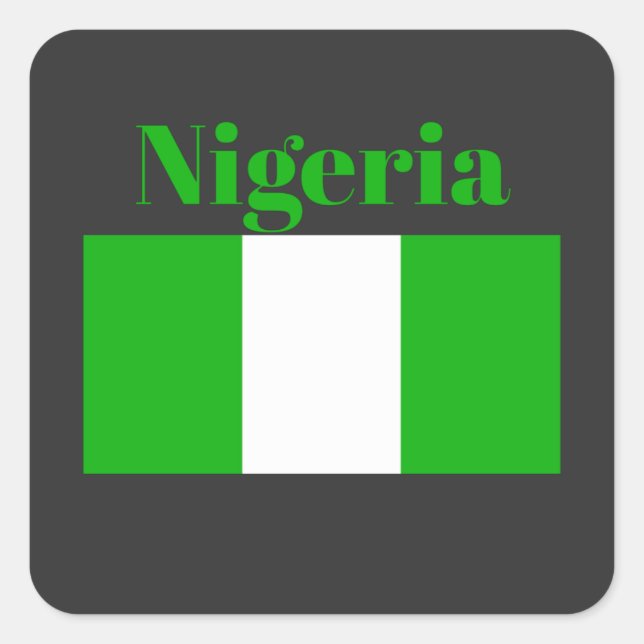 Pegatina Cuadrada Bandera de Nigeria (Anverso)