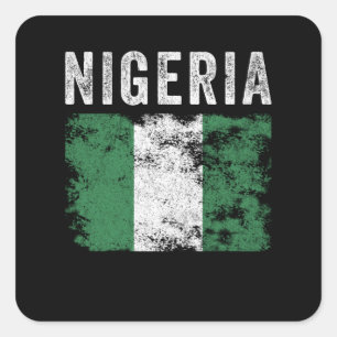 Pegatina Cuadrada Bandera de Nigeria con problemas - Bandera nigeria