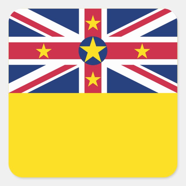 Pegatina Cuadrada Bandera de Niue (Anverso)