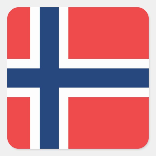 Pegatina Cuadrada Bandera de Noruega (noruego) (Anverso)